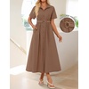 image:imageZESICA Womens Summer Button Down Short Sleeve Midi DressCoffee