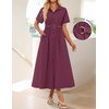 image:imageZESICA Womens Summer Button Down Short Sleeve Midi DressFuchsia