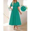 image:imageZESICA Womens Summer Button Down Short Sleeve Midi DressGreen