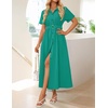 image:imageZESICA Womens Summer Button Down Short Sleeve Midi DressGreen