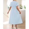 image:imageZESICA Womens Summer Button Down Short Sleeve Midi DressLightblue