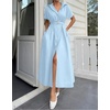 image:imageZESICA Womens Summer Button Down Short Sleeve Midi DressLightblue