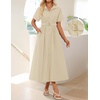 image:imageZESICA Womens Summer Button Down Short Sleeve Midi DressNatural