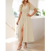 image:imageZESICA Womens Summer Button Down Short Sleeve Midi DressNatural