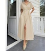 image:imageZESICA Womens Summer Button Down Short Sleeve Midi DressNatural