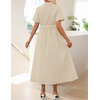 image:imageZESICA Womens Summer Button Down Short Sleeve Midi DressNatural