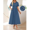 image:imageZESICA Womens Summer Button Down Short Sleeve Midi DressNavy