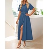 image:imageZESICA Womens Summer Button Down Short Sleeve Midi DressNavy