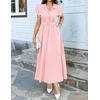 image:imageZESICA Womens Summer Button Down Short Sleeve Midi DressPink