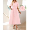 image:imageZESICA Womens Summer Button Down Short Sleeve Midi DressPink