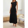 image:imageZESICA Womens Summer Casual One Shoulder Tie Waist Maxi DressBlack