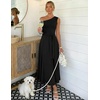 image:imageZESICA Womens Summer Casual One Shoulder Tie Waist Maxi DressBlack