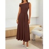 image:imageZESICA Womens Summer Casual One Shoulder Tie Waist Maxi DressBrown