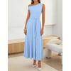 image:imageZESICA Womens Summer Casual One Shoulder Tie Waist Maxi DressLight Blue