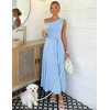 image:imageZESICA Womens Summer Casual One Shoulder Tie Waist Maxi DressLight Blue