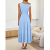 image:imageZESICA Womens Summer Casual One Shoulder Tie Waist Maxi DressLight Blue