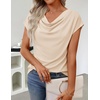 image:imageZESICA Womens Summer Cowl Neck Short Sleeve Tops Business Casual BlouseApricot
