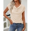 image:imageZESICA Womens Summer Cowl Neck Short Sleeve Tops Business Casual BlouseApricot
