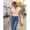 image:imageZESICA Womens Summer Cowl Neck Short Sleeve Tops Business Casual BlouseApricot