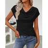 image:imageZESICA Womens Summer Cowl Neck Short Sleeve Tops Business Casual BlouseBlack