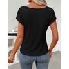 image:imageZESICA Womens Summer Cowl Neck Short Sleeve Tops Business Casual BlouseBlack
