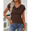 image:imageZESICA Womens Summer Cowl Neck Short Sleeve Tops Business Casual BlouseCoffee