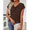 image:imageZESICA Womens Summer Cowl Neck Short Sleeve Tops Business Casual BlouseCoffee