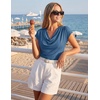 image:imageZESICA Womens Summer Cowl Neck Short Sleeve Tops Business Casual BlouseDustyblue