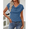 image:imageZESICA Womens Summer Cowl Neck Short Sleeve Tops Business Casual BlouseDustyblue