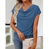 image:imageZESICA Womens Summer Cowl Neck Short Sleeve Tops Business Casual BlouseDustyblue