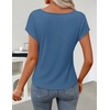 image:imageZESICA Womens Summer Cowl Neck Short Sleeve Tops Business Casual BlouseDustyblue