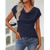 image:imageZESICA Womens Summer Cowl Neck Short Sleeve Tops Business Casual BlouseNavy