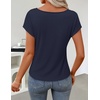 image:imageZESICA Womens Summer Cowl Neck Short Sleeve Tops Business Casual BlouseNavy