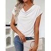 image:imageZESICA Womens Summer Cowl Neck Short Sleeve Tops Business Casual BlouseWhite