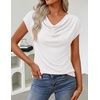 image:imageZESICA Womens Summer Cowl Neck Short Sleeve Tops Business Casual BlouseWhite