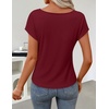 image:imageZESICA Womens Summer Cowl Neck Short Sleeve Tops Business Casual BlouseWine