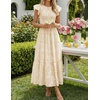 image:imageZESICA Womens Summer Floral Boho Smocked Flowy Maxi DressApricot
