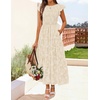 image:imageZESICA Womens Summer Floral Boho Smocked Flowy Maxi DressApricot