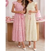 image:imageZESICA Womens Summer Floral Boho Smocked Flowy Maxi DressApricot