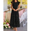 image:imageZESICA Womens Summer Floral Boho Smocked Flowy Maxi DressBlack