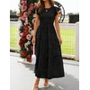 image:imageZESICA Womens Summer Floral Boho Smocked Flowy Maxi DressBlack