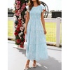 image:imageZESICA Womens Summer Floral Boho Smocked Flowy Maxi DressBlue