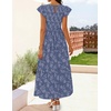 image:imageZESICA Womens Summer Floral Boho Smocked Flowy Maxi DressDustyblue