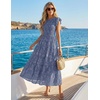 image:imageZESICA Womens Summer Floral Boho Smocked Flowy Maxi DressDustyblue