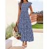 image:imageZESICA Womens Summer Floral Boho Smocked Flowy Maxi DressDustyblue