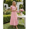 image:imageZESICA Womens Summer Floral Boho Smocked Flowy Maxi DressPink