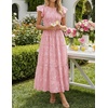 image:imageZESICA Womens Summer Floral Boho Smocked Flowy Maxi DressPink