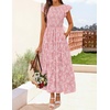 image:imageZESICA Womens Summer Floral Boho Smocked Flowy Maxi DressPink