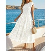image:imageZESICA Womens Summer Floral Boho Smocked Flowy Maxi DressWhite