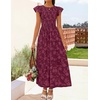 image:imageZESICA Womens Summer Floral Boho Smocked Flowy Maxi DressWine